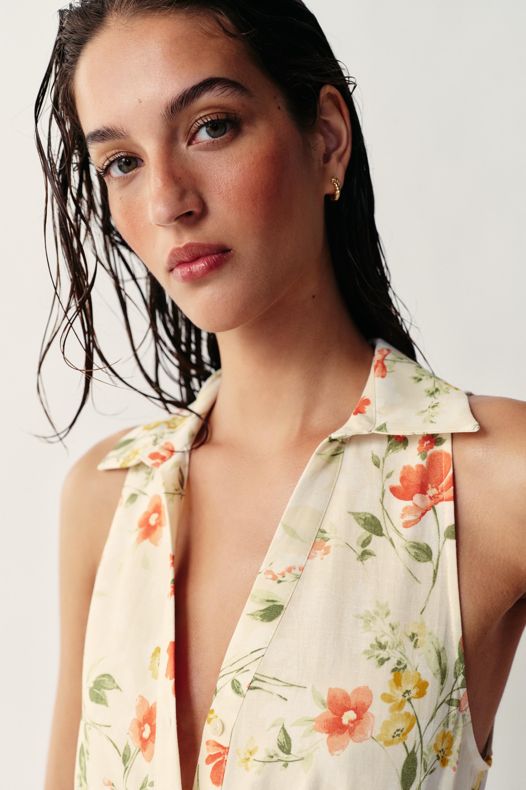 ROBE MI-LONGUE IMPRIMÉE AVEC CEINTURE